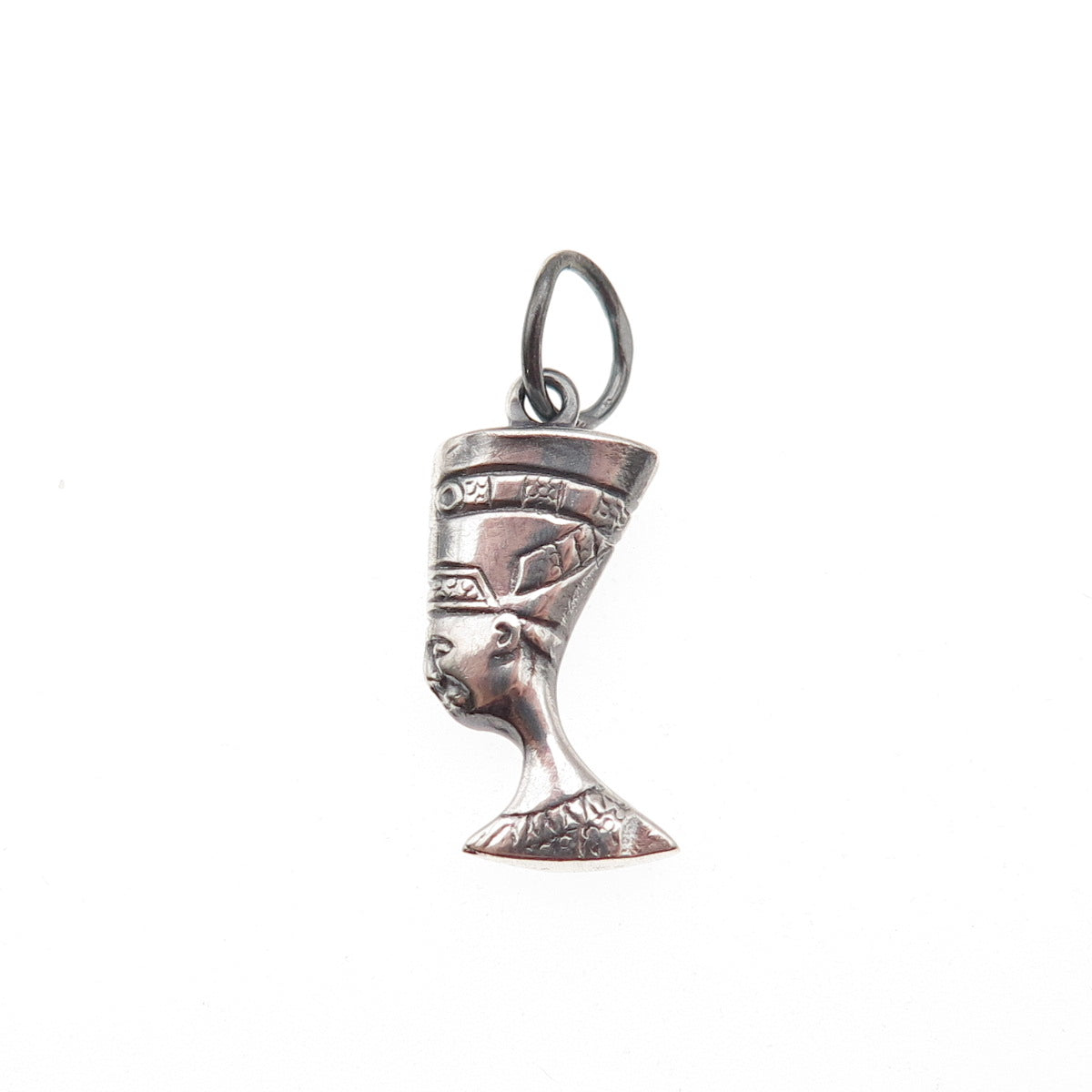 925 Sterling Silver Vintage Egyptian Nefertiti Oxidized Mini Charm Pendant