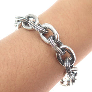 SLANE & SLANE 925 Sterling Silver Vintage Cable Link Oxidized Bracelet 6.25"