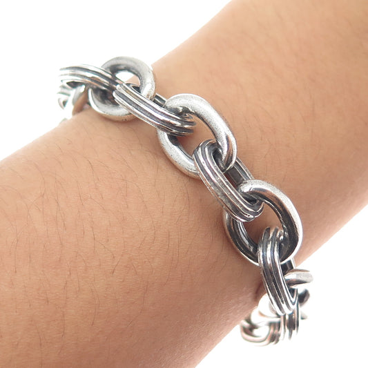 SLANE & SLANE 925 Sterling Silver Vintage Cable Link Oxidized Bracelet 6.25"