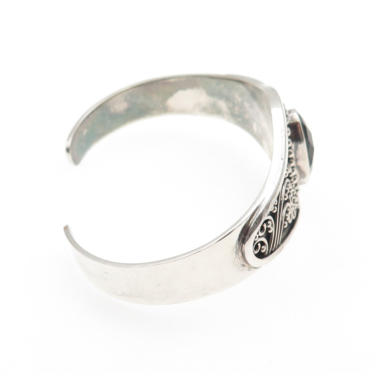 SUARTI BALI Sterling Vintage Real Black Onyx Beaded Adjustable Bracelet 6.75"