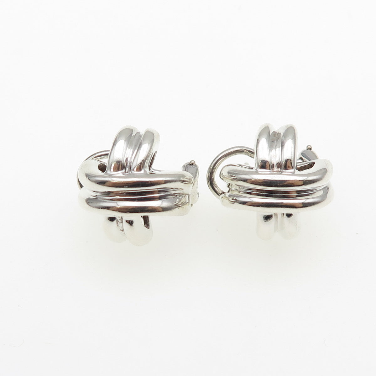 TIFFANY & CO. Sterling Silver Vintage 1990 Signature X-Shape Omega Back Earrings