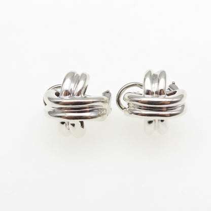 TIFFANY & CO. Sterling Silver Vintage 1990 Signature X-Shape Omega Back Earrings