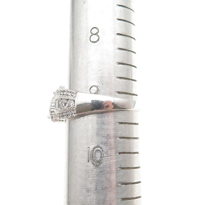 925 Sterling Silver Real Heart & Round-Cut C Z Promise Ring Size 9.25