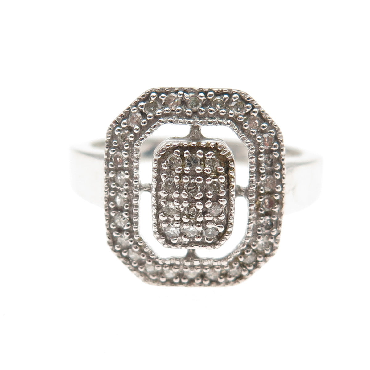 HN Heng Ngai 925 Sterling Silver Real Round-Cut Diamond Ring Size 8