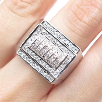 925 Sterling Silver Round-Cut Shaped C Z Sparkle Ring Size 10.25