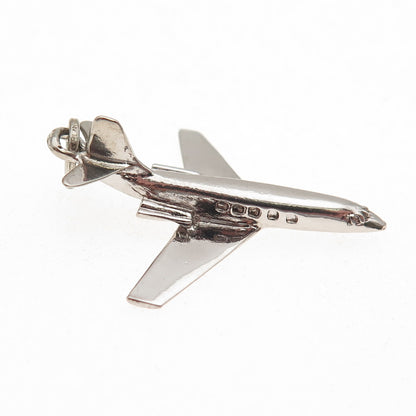 Spencer 925 Sterling Silver Vintage Airplane Jet 3D Charm Pendant