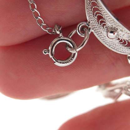Sorrento 925 Sterling Silver Vintage Filigree Bracelet 7"