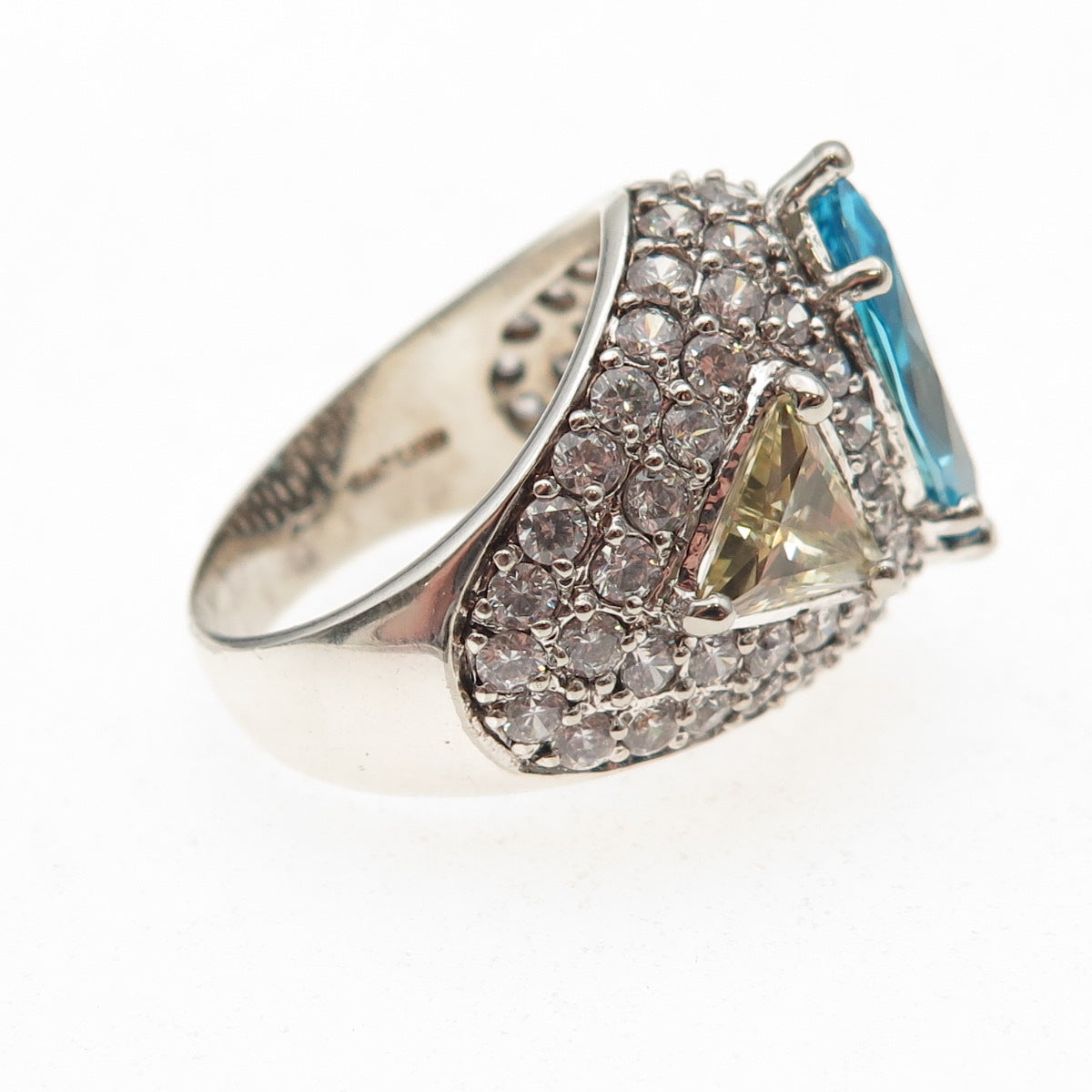 925 Sterling Silver Multi-Color C Z Sparkle Ring Size 8