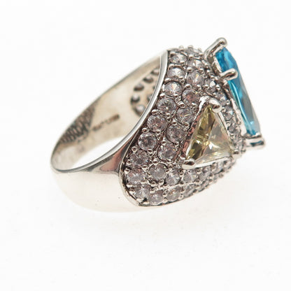 925 Sterling Silver Multi-Color C Z Sparkle Ring Size 8