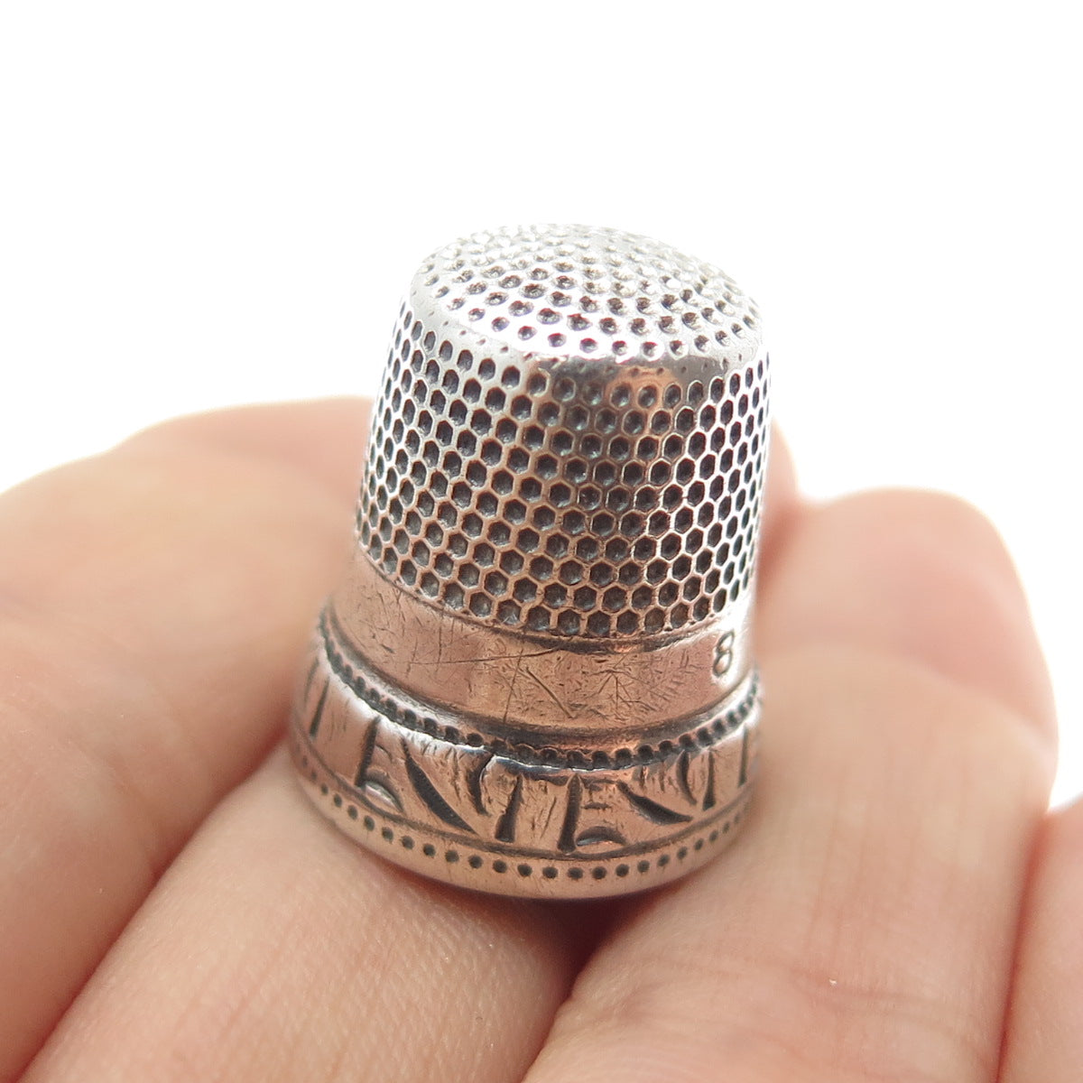 KETCHAM & MCDOUGALL 925 Sterling Silver Antique Engraved Sewing Thimble Size 8