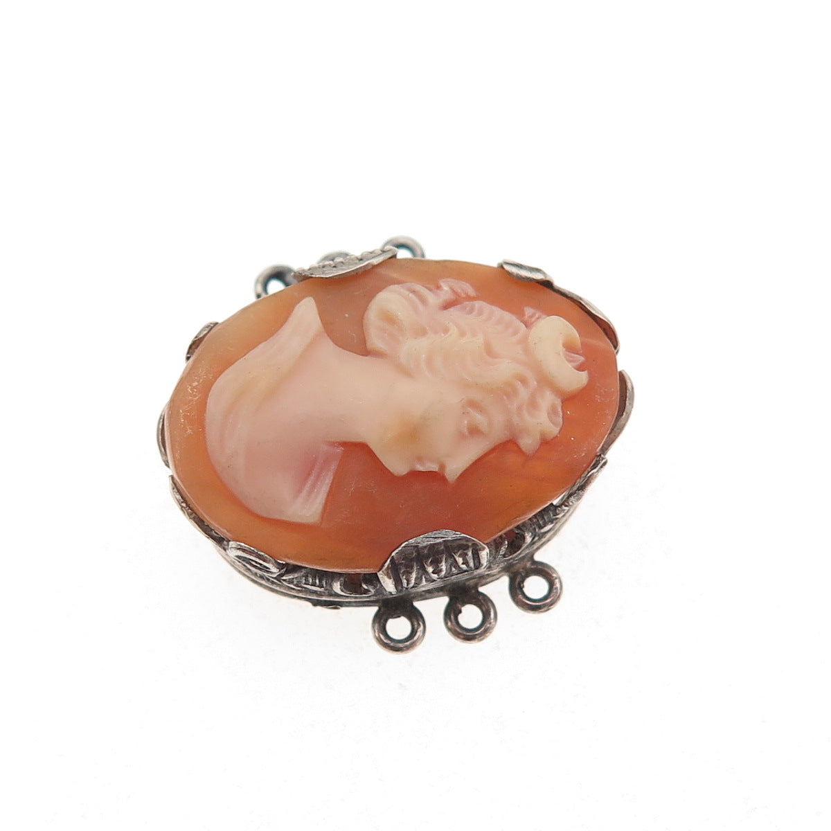 925 Sterling Antique Art Deco Real MOP Lady Cameo Bracelet / Necklace Box Lock