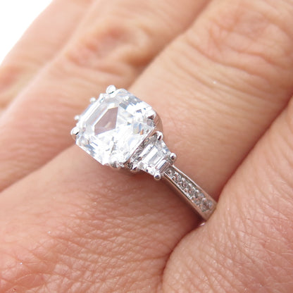 925 Sterling Silver Multi-Cut C Z Engagement Ring Size 7