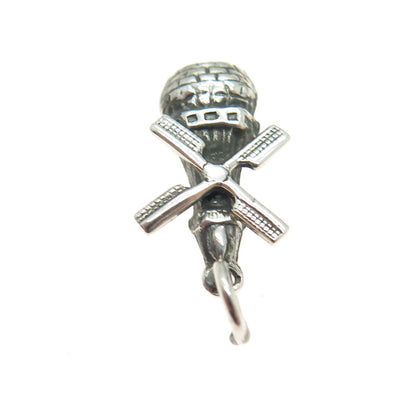 925 Sterling Silver Antique Windmill 3D Charm Pendant