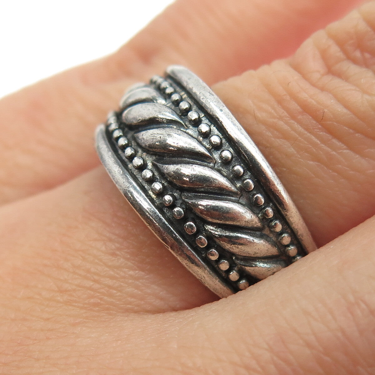 CHAPAL ZENRAY 925 Sterling Silver Vintage Twisted Rope Ring Size 7.25