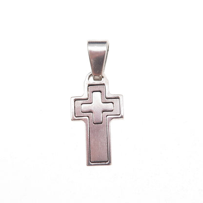 925 Sterling Silver Vintage Cross Oxidized Charm Pendant
