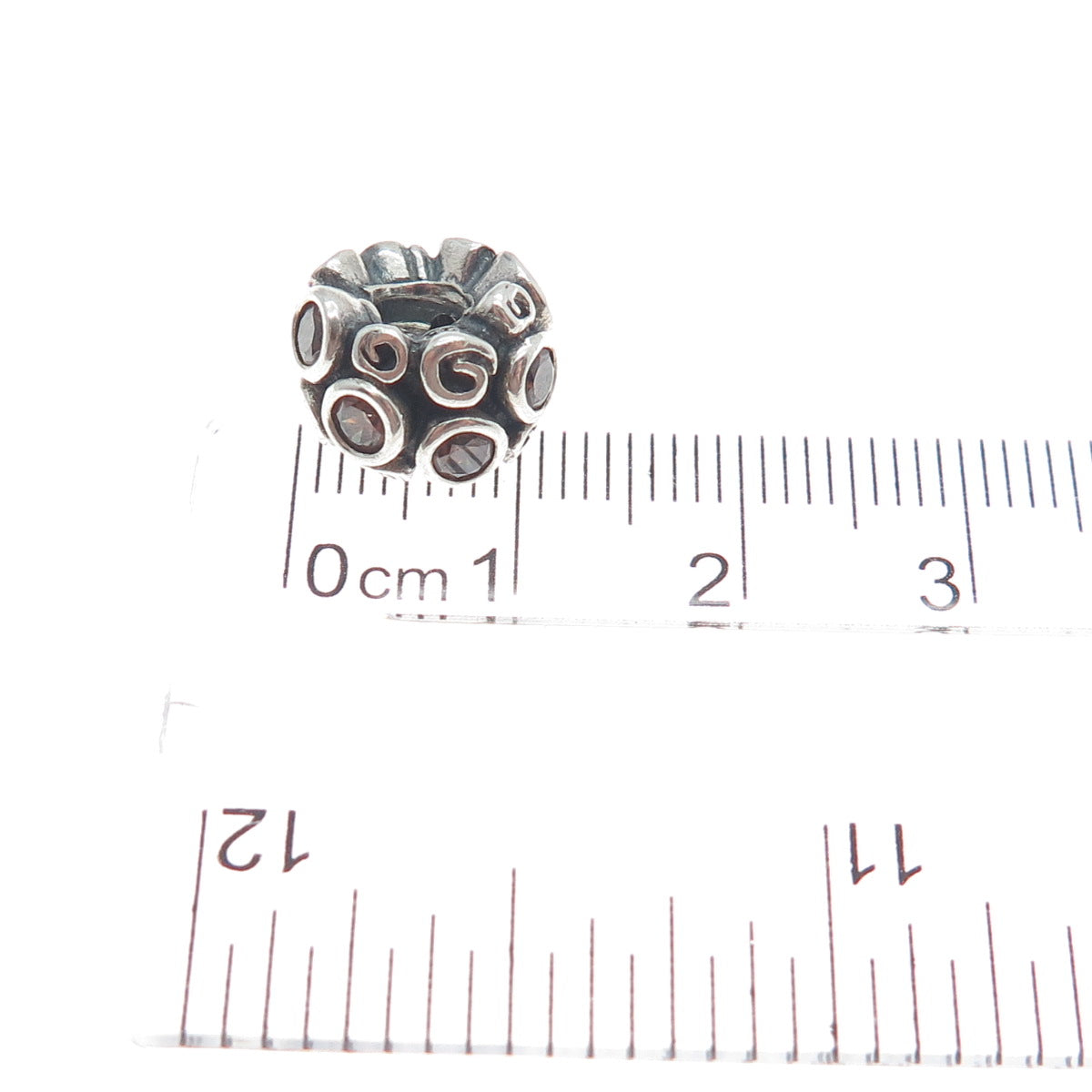 PANDORA 925 Sterling Silver Smoky C Z Spiral Bead Charm