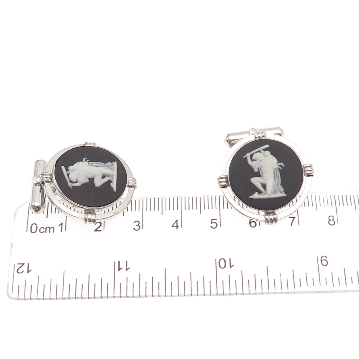 Destino & Wedgwood 925 Sterling Silver Vintage Jasperware Cameo Cufflinks