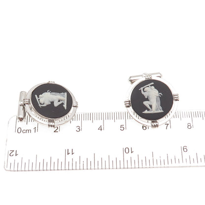 Destino & Wedgwood 925 Sterling Silver Vintage Jasperware Cameo Cufflinks