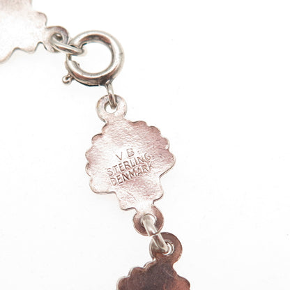 Volmer Bahner 925 Sterling Silver Vintage Denmark Enamel Seashell Bracelet 6.5"