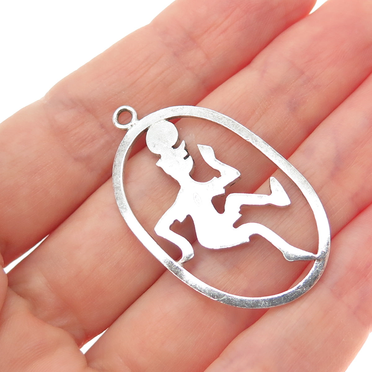 925 Sterling Silver Vintage Football Player Cartoon Character Charm Pendant