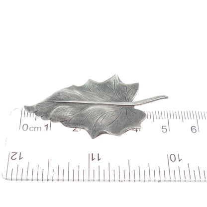 BEAU 925 Sterling Silver Vintage Oak Leaf Oxidized Pin Brooch