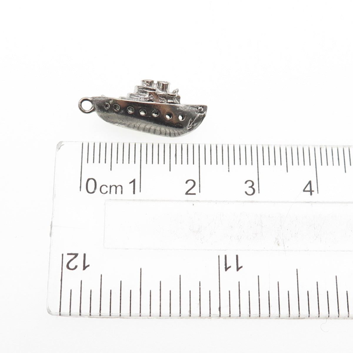 925 Sterling Silver Antique Art Deco Bon Voyage Cruise Ship Mini 3D Pendant
