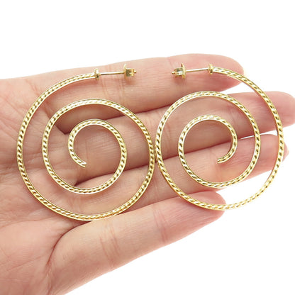 DALIA ID 925 Sterling Silver Gold Plated Swirl Hoop Earrings