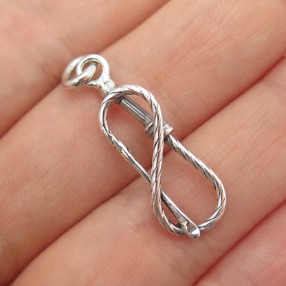 925 Sterling Silver Antique Art Deco Lasso Oxidized Charm Pendant