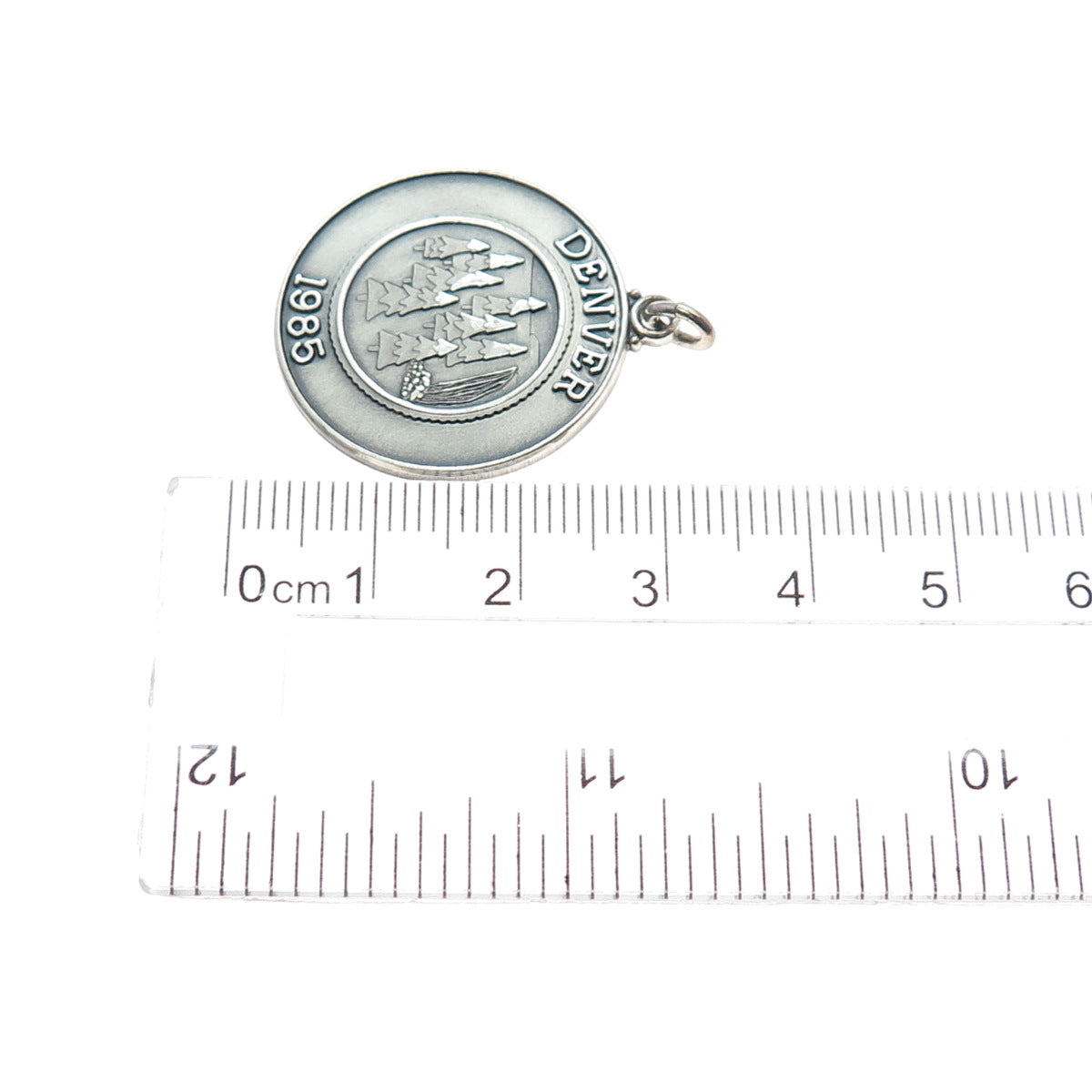O.C. TANNER 925 Sterling Silver Vintage 1985 Denver Oxidized Charm Pendant