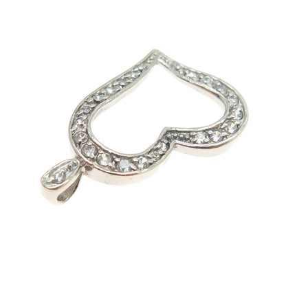 925 Sterling Silver Round-Cut C Z Open Heart Pendant