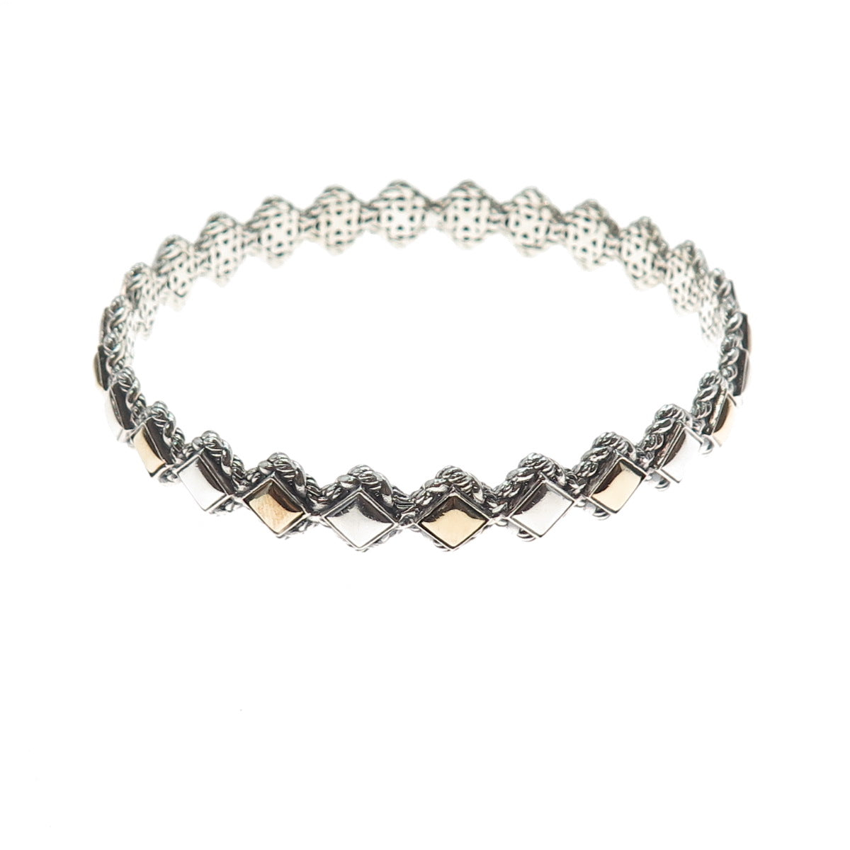 JAI by John Hardy 14K Gold 925 Sterling Silver Bangle Bracelet 8"