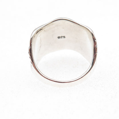 925 Sterling Silver Vintage Modernist Wavy Oxidized Ring Size 8.75