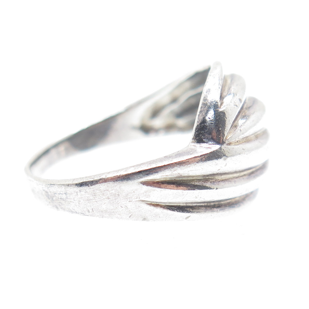 925 Sterling Silver Vintage Modernist Oxidized Ring Size 5.75