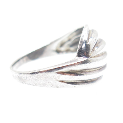 925 Sterling Silver Vintage Modernist Oxidized Ring Size 5.75