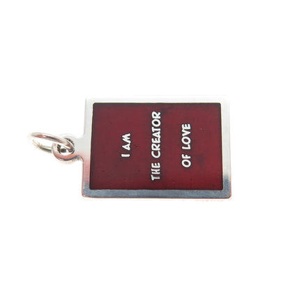 925 Sterling Silver Red Enamel I Am The Creator Of Love Minimalist Charm Pendant