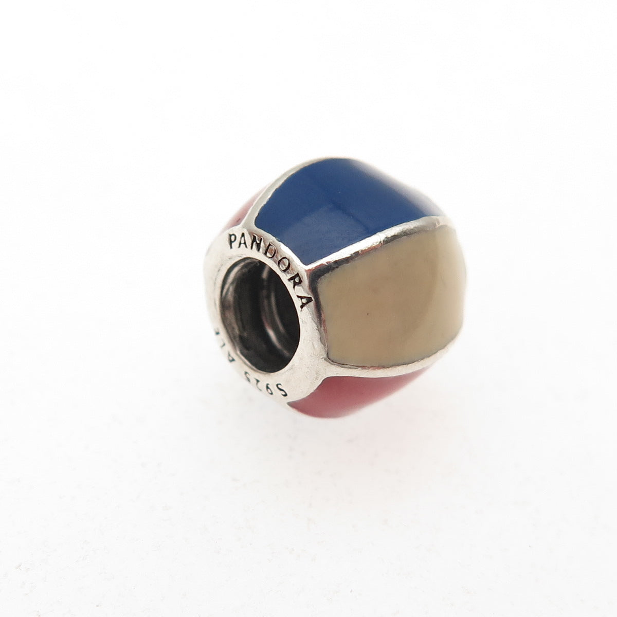 PANDORA 925 Sterling Silver Enamel Beach Ball Slide Bead Charm
