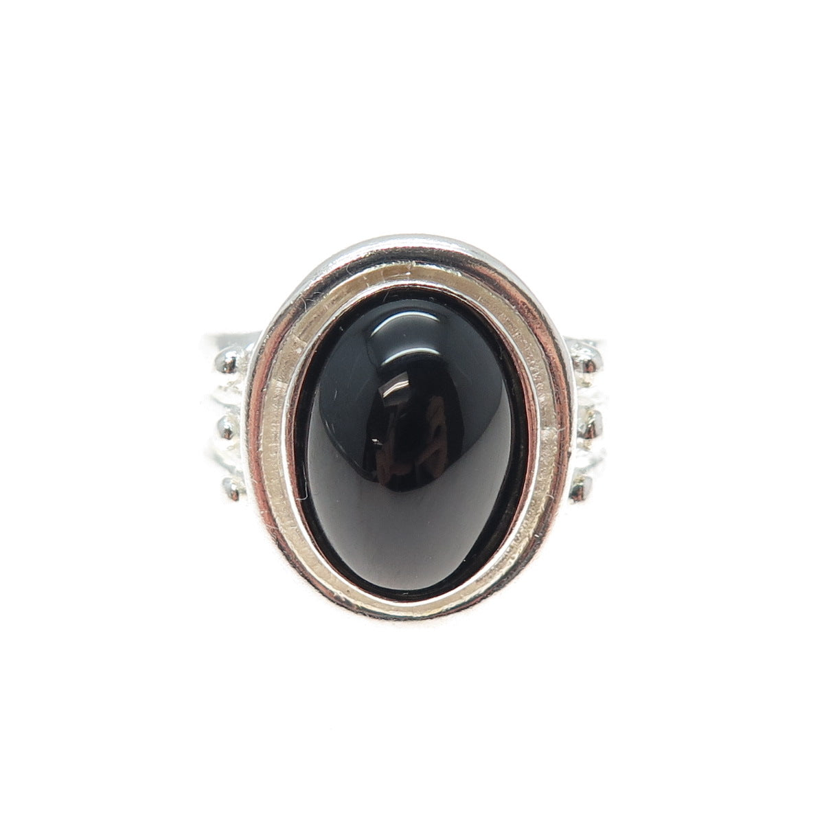 CLYDE DUNEIER CID Sterling Silver Vintage Real Cabochon Black Onyx Ring Size 6