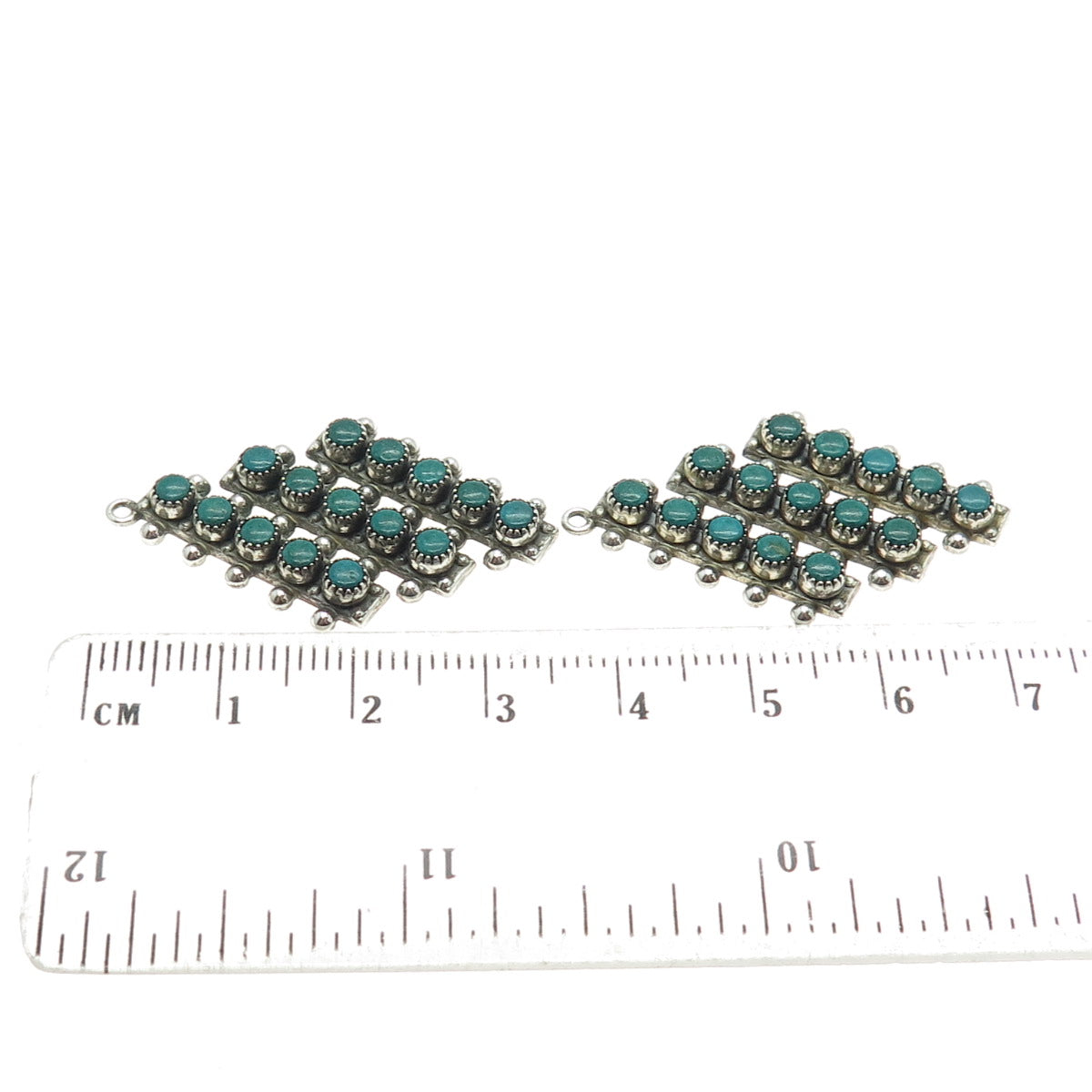 Old Pawn 925 Sterling Vintage Southwestern Turquoise Snake Eye Jacket Earrings