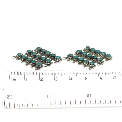 Old Pawn 925 Sterling Vintage Southwestern Turquoise Snake Eye Jacket Earrings