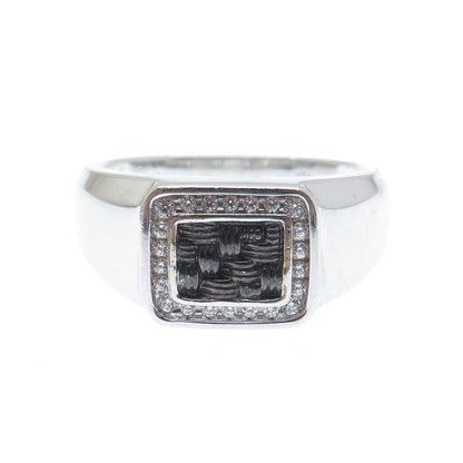 925 Sterling Silver Black Rhodium Round-Cut C Z Woven Ring Size 10
