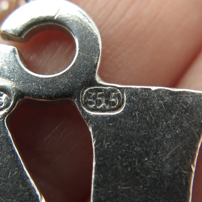 925 Sterling Silver Vintage Letter "K" Initial Key Fob Chain