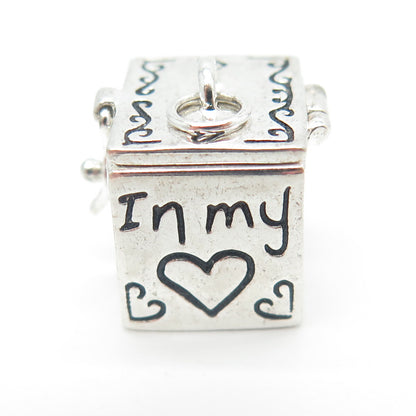 925 Sterling Vintage It's True I'm Blessed To Have You In My Heart Box Pendant