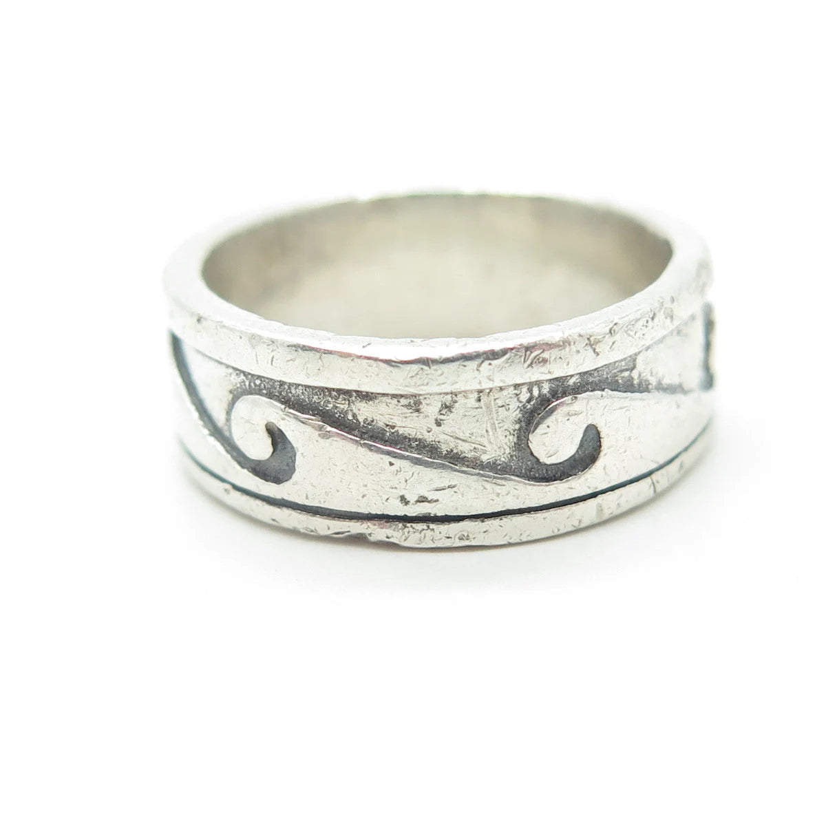 925 Sterling Silver Vintage Sea Waves Band Ring Size 6.25