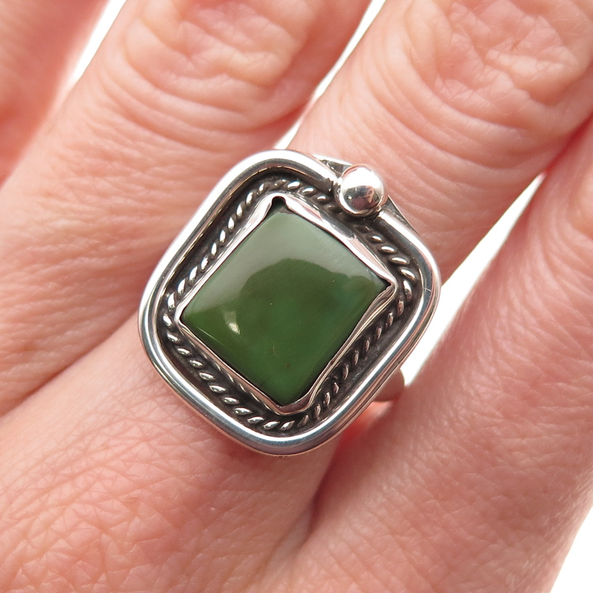 Old Pawn Sterling Silver Vintage Southwestern Royston Turquoise Ring Size 7.25