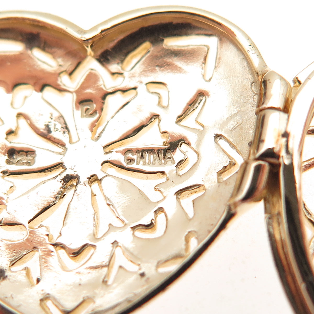 Ross Simons 925 Sterling Silver Gold Plated Floral Heart Locket Charm Pendant