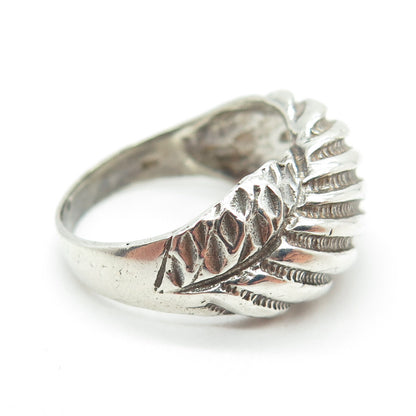 925 Sterling Silver Vintage Twisted Ribbed Pattern Dome Ring Size 7