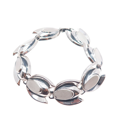RENOIR SAUTEUR 925 Sterling Vintage Modernist Tulip Flower Link Bracelet 6.75"