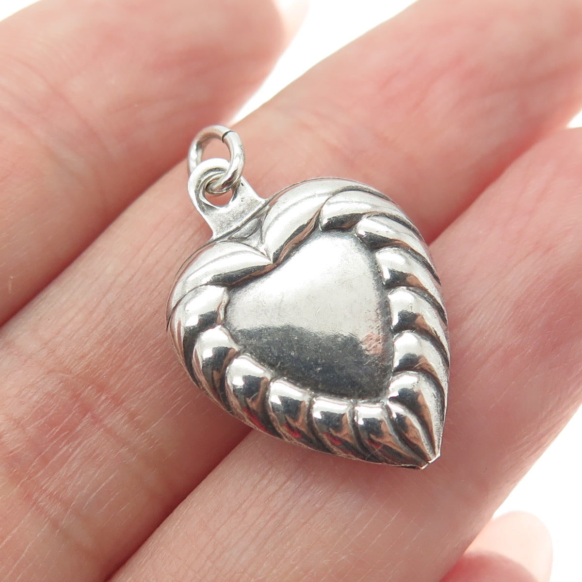 925 Sterling Silver Antique Art Deco Heart Chatelaine Charm Pendant