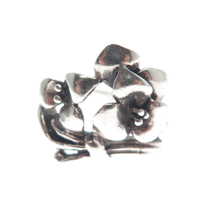 925 Sterling Silver Vintage Flower Oxidized Ring Size 8