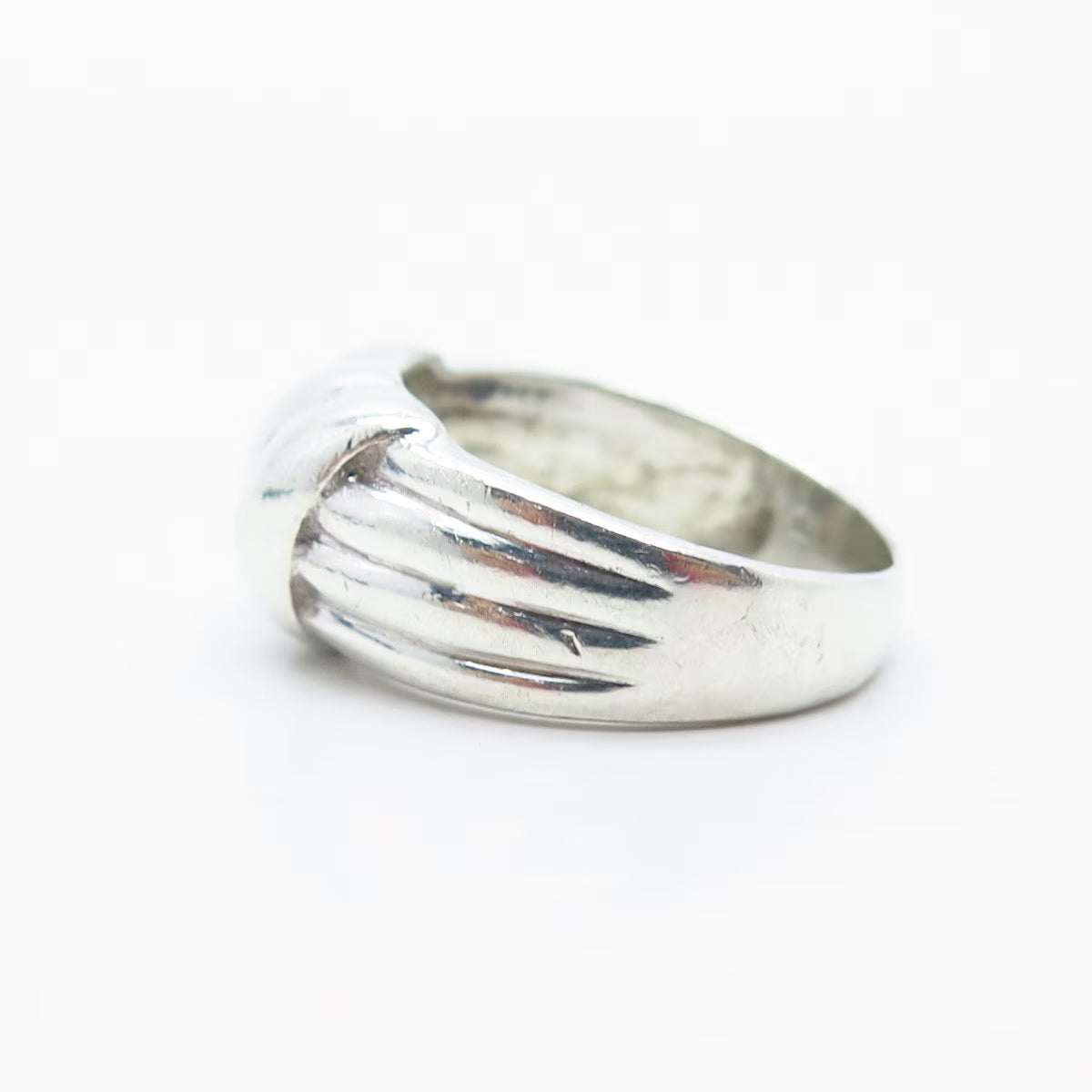925 Sterling Silver Vintage Ribbed Ring Size 7.75